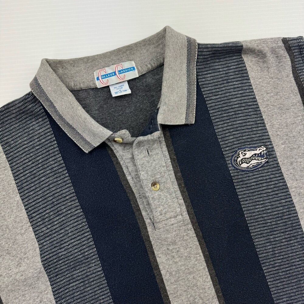 Vintage College Classics Florida Gators Polo Shirt Men’s M Gray Blue Striped